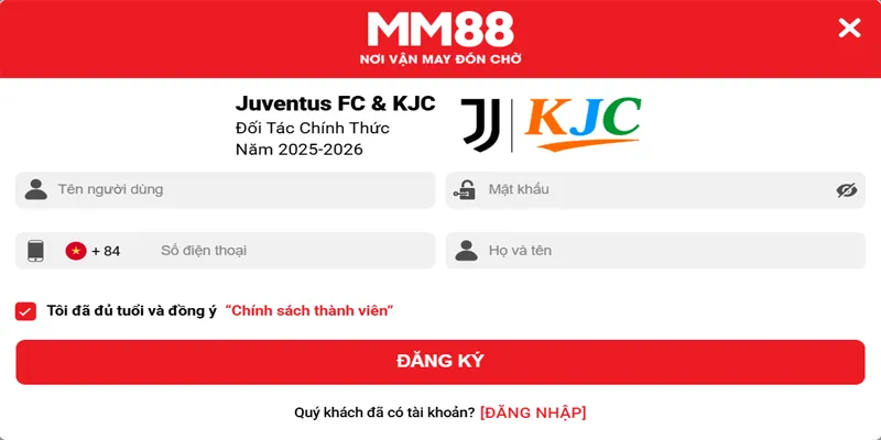 MM88 🌟 Cá Cược Cùng MM88.COM ✔️ Đăng Ký Thưởng +88K 19 Điền đầy đủ thông tin đăng ký MM88